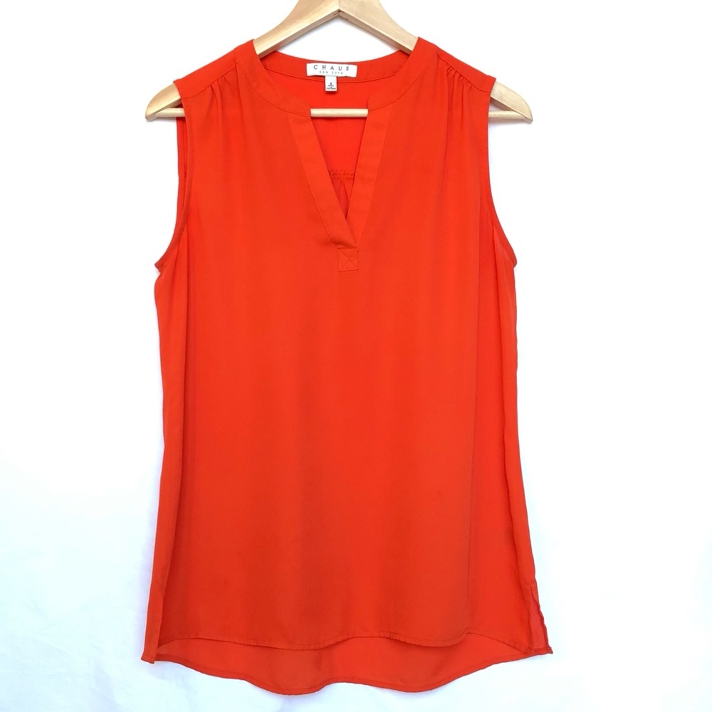 CHAUS Red-Orange Sleeveless Top Size S